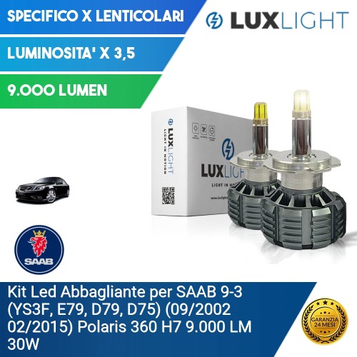 Kit Led Abbagliante per SAAB 9-3 (YS3F, E79, D79, D75) (09/2002 02/2015) Polaris 360 H7 9.000 LM 30W