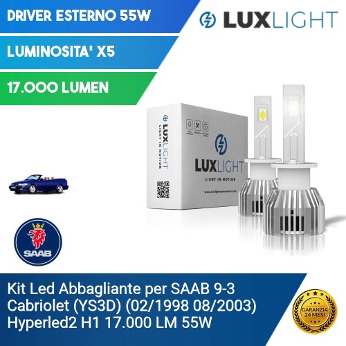 Kit Led Abbagliante per SAAB 9-3 Cabriolet (YS3D) (02/1998 08/2003) Hyperled2 H1 17.000 LM 55W