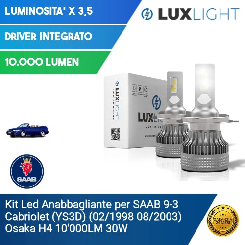 Kit Led Anabbagliante per SAAB 9-3 Cabriolet (YS3D) (02/1998 08/2003) Osaka H4 10'000LM 30W