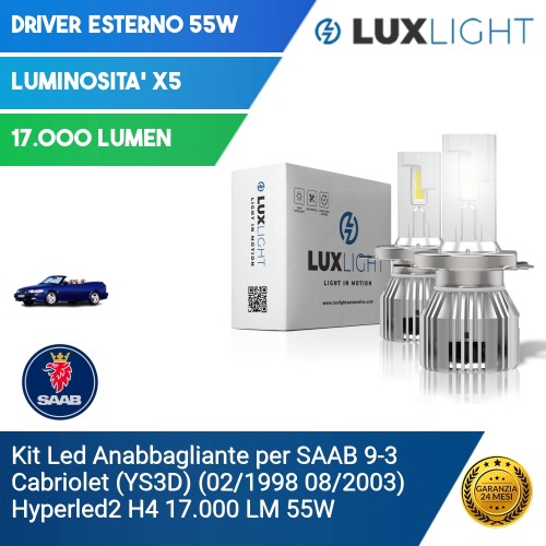 Kit Led Anabbagliante per SAAB 9-3 Cabriolet (YS3D) (02/1998 08/2003) Hyperled2 H4 17.000 LM 55W