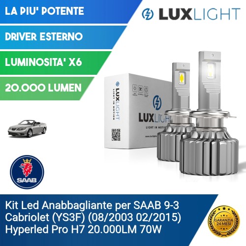 Kit Led Anabbagliante per SAAB 9-3 Cabriolet (YS3F) (08/2003 02/2015) Hyperled Pro H7 20.000LM 70W