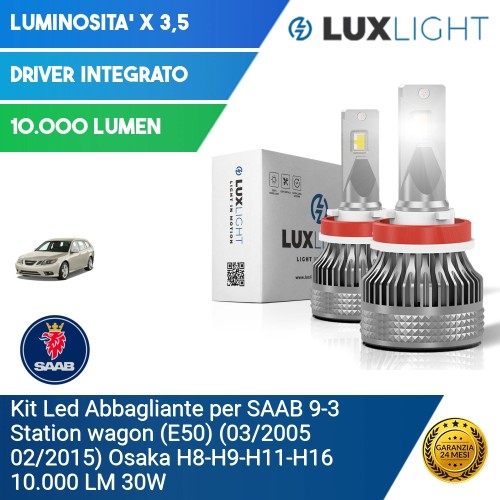 Kit Led Abbagliante per SAAB 9-3 Station wagon (E50) (03/2005 02/2015) Osaka H8-H9-H11-H16 10.000 LM 30W