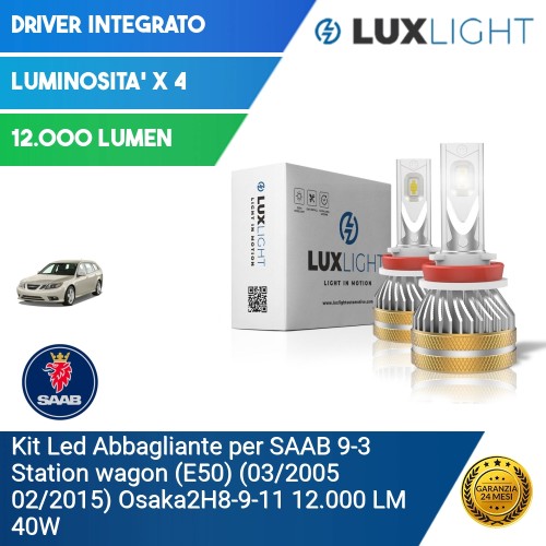 Kit Led Abbagliante per SAAB 9-3 Station wagon (E50) (03/2005 02/2015) Osaka2H8-9-11 12.000 LM 40W