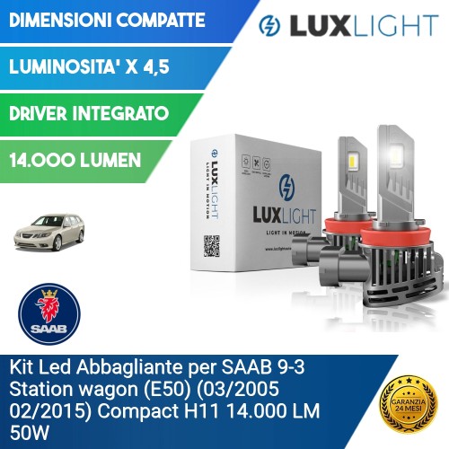 Kit Led Abbagliante per SAAB 9-3 Station wagon (E50) (03/2005 02/2015) Compact H11 14.000 LM 50W