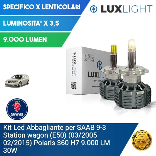 Kit Led Abbagliante per SAAB 9-3 Station wagon (E50) (03/2005 02/2015) Polaris 360 H7 9.000 LM 30W