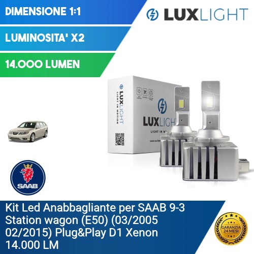 Kit Led Anabbagliante per SAAB 9-3 Station wagon (E50) (03/2005 02/2015) Plug&Play D1 Xenon 14.000 LM