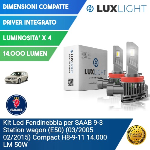 Kit Led Fendinebbia per SAAB 9-3 Station wagon (E50) (03/2005 02/2015) Compact H8-9-11 14.000 LM 50W