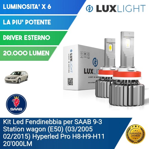 Kit Led Fendinebbia per SAAB 9-3 Station wagon (E50) (03/2005 02/2015) Hyperled Pro H8-H9-H11 20'000LM