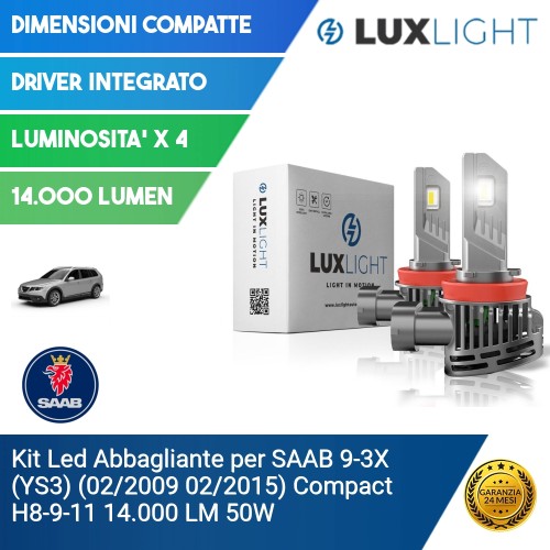 Kit Led Abbagliante per SAAB 9-3X (YS3) (02/2009 02/2015) Compact H8-9-11 14.000 LM 50W