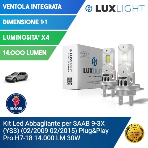 Kit Led Abbagliante per SAAB 9-3X (YS3) (02/2009 02/2015) Plug&Play Pro H7-18 14.000 LM 30W