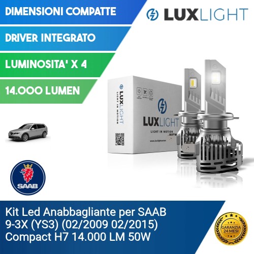 Kit Led Anabbagliante per SAAB 9-3X (YS3) (02/2009 02/2015) Compact H7 14.000 LM 50W