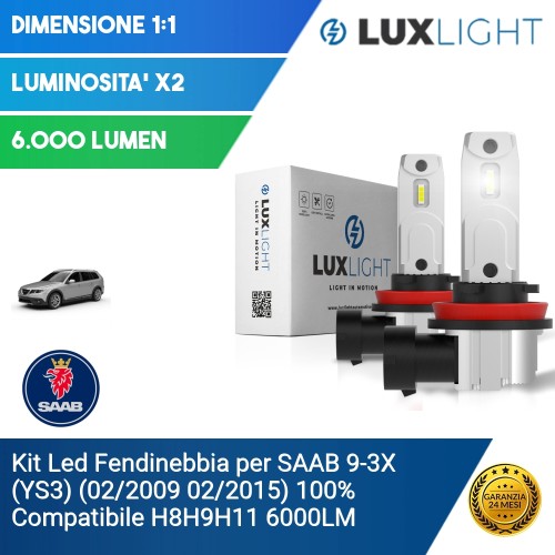 Kit Led Fendinebbia per SAAB 9-3X (YS3) (02/2009 02/2015) 100% Compatibile H8H9H11 6000LM