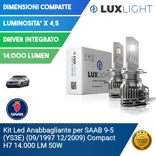 Kit Led Anabbagliante per SAAB 9-5 (YS3E) (09/1997 12/2009) Compact H7 14.000 LM 50W