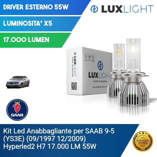 Kit Led Anabbagliante per SAAB 9-5 (YS3E) (09/1997 12/2009) Hyperled2 H7 17.000 LM 55W