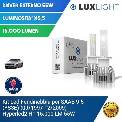 Kit Led Fendinebbia per SAAB 9-5 (YS3E) (09/1997 12/2009) Hyperled2 H1 16.000 LM 55W