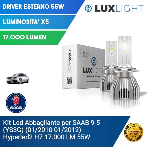 Kit Led Abbagliante per SAAB 9-5 (YS3G) (01/2010 01/2012) Hyperled2 H7 17.000 LM 55W