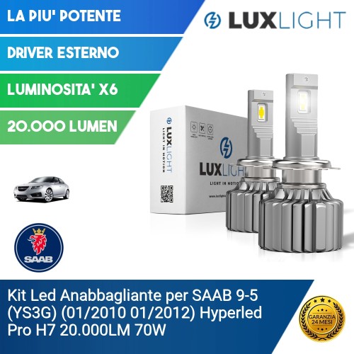 Kit Led Anabbagliante per SAAB 9-5 (YS3G) (01/2010 01/2012) Hyperled Pro H7 20.000LM 70W