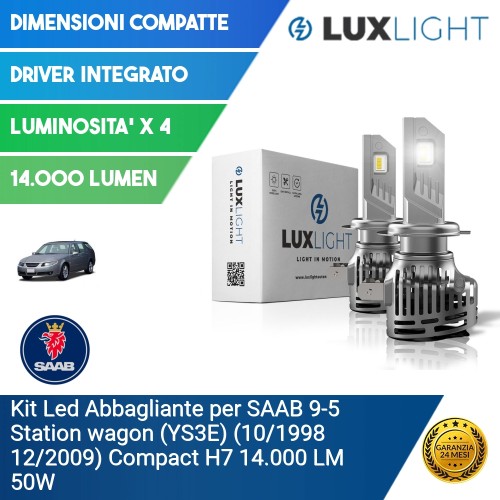 Kit Led Abbagliante per SAAB 9-5 Station wagon (YS3E) (10/1998 12/2009) Compact H7 14.000 LM 50W