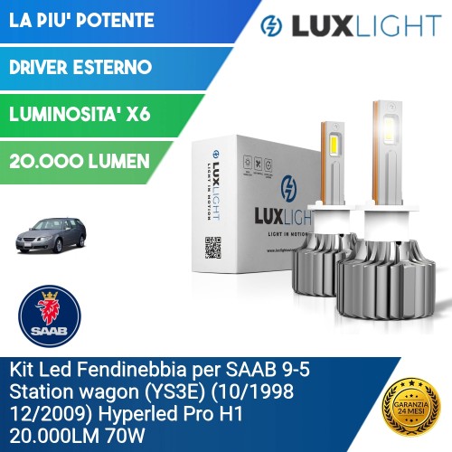 Kit Led Fendinebbia per SAAB 9-5 Station wagon (YS3E) (10/1998 12/2009) Hyperled Pro H1 20.000LM 70W