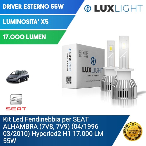 Kit Led Fendinebbia per SEAT ALHAMBRA (7V8, 7V9) (04/1996 03/2010) Hyperled2 H1 17.000 LM 55W