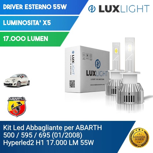 Kit Led Abbagliante per ABARTH 500 / 595 / 695 (01/2008) Hyperled2 H1 17.000 LM 55W