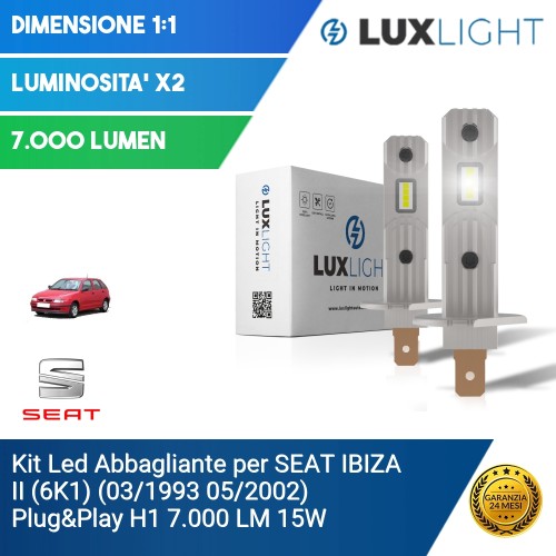 Kit Led Abbagliante per SEAT IBIZA II (6K1) (03/1993 05/2002) Plug&Play H1 7.000 LM 15W