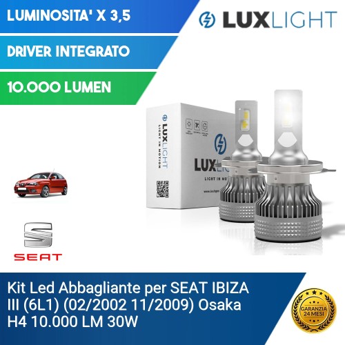 Kit Led Abbagliante per SEAT IBIZA III (6L1) (02/2002 11/2009) Osaka H4 10.000 LM 30W