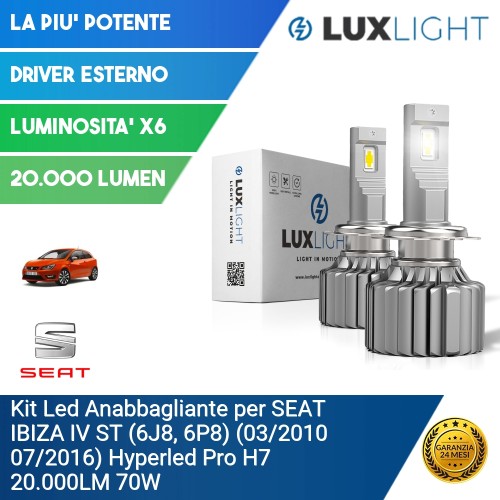 Kit Led Anabbagliante per SEAT IBIZA IV ST (6J8, 6P8) (03/2010 07/2016) Hyperled Pro H7 20.000LM 70W
