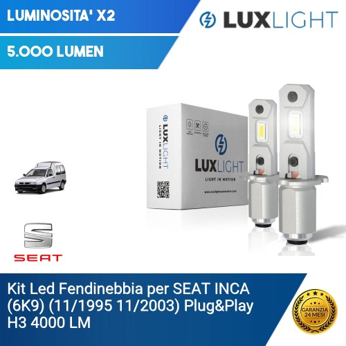 Kit Led Fendinebbia per SEAT INCA (6K9) (11/1995 11/2003) Plug&Play H3 4000 LM