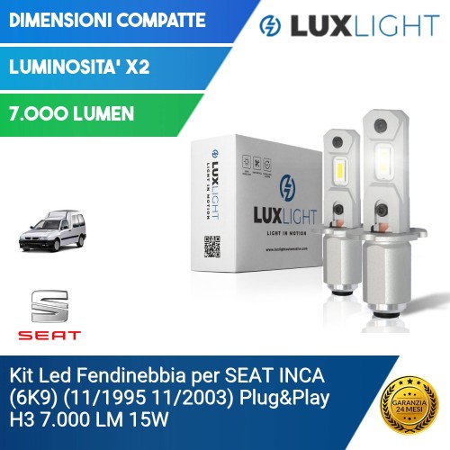 Kit Led Fendinebbia per SEAT INCA (6K9) (11/1995 11/2003) Plug&Play H3 7.000 LM 15W