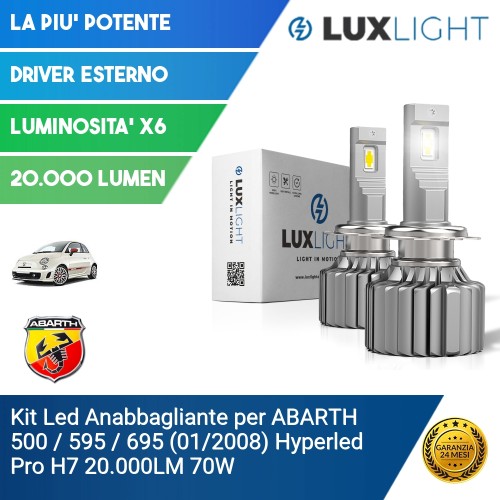 Kit Led Anabbagliante per ABARTH 500 / 595 / 695 (01/2008) Hyperled Pro H7 20.000LM 70W