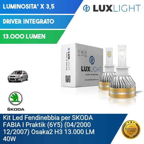 Kit Led Fendinebbia per SKODA FABIA I Praktik (6Y5) (04/2000 12/2007) Osaka2 H3 13.000 LM 40W