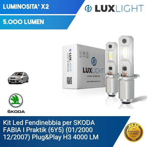 Kit Led Fendinebbia per SKODA FABIA I Praktik (6Y5) (01/2000 12/2007) Plug&Play H3 4000 LM