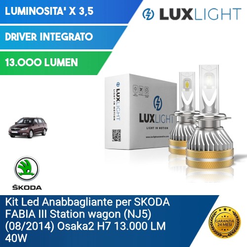 Kit Led Anabbagliante per SKODA FABIA III Station wagon (NJ5) (08/2014) Osaka2 H7 13.000 LM 40W