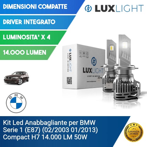 Kit Led Anabbagliante per BMW Serie 1 (E87) (02/2003 01/2013) Compact H7 14.000 LM 50W