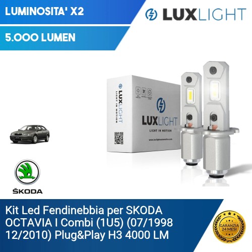 Kit Led Fendinebbia per SKODA OCTAVIA I Combi (1U5) (07/1998 12/2010) Plug&Play H3 4000 LM