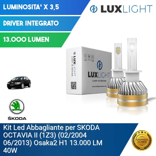 Kit Led Abbagliante per SKODA OCTAVIA II (1Z3) (02/2004 06/2013) Osaka2 H1 13.000 LM 40W