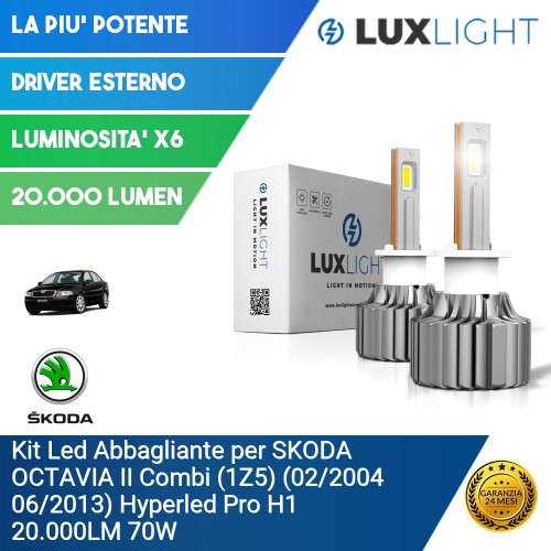 Kit Led Abbagliante per SKODA OCTAVIA II Combi (1Z5) (02/2004 06/2013) Hyperled Pro H1 20.000LM 70W