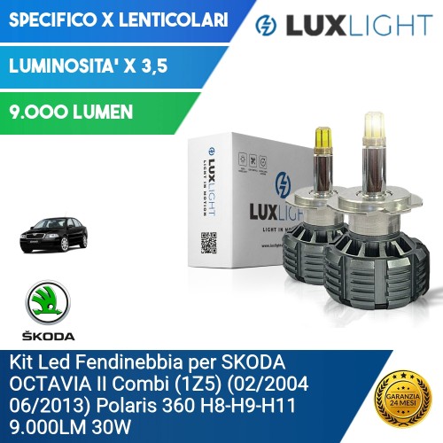 Kit Led Fendinebbia per SKODA OCTAVIA II Combi (1Z5) (02/2004 06/2013) Polaris 360 H8-H9-H11 9.000LM 30W