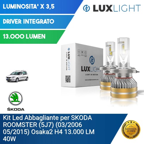 Kit Led Abbagliante per SKODA ROOMSTER (5J7) (03/2006 05/2015) Osaka2 H4 13.000 LM 40W