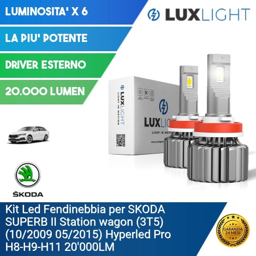 Kit Led Fendinebbia per SKODA SUPERB II Station wagon (3T5) (10/2009 05/2015) Hyperled Pro H8-H9-H11 20'000LM