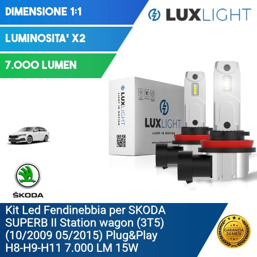 Kit Led Fendinebbia per SKODA SUPERB II Station wagon (3T5) (10/2009 05/2015) Plug&Play H8-H9-H11 7.000 LM 15W