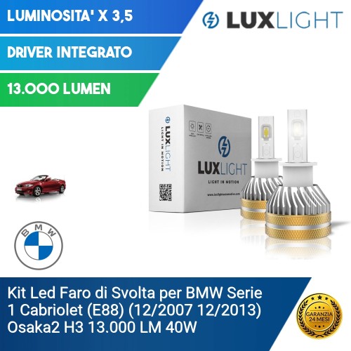 Kit Led Faro di Svolta per BMW Serie 1 Cabriolet (E88) (12/2007 12/2013) Osaka2 H3 13.000 LM 40W