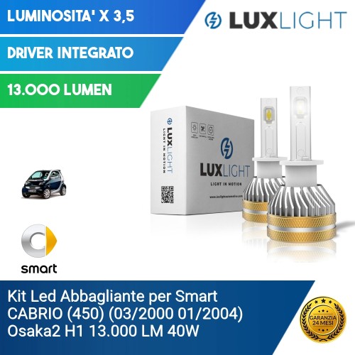 Kit Led Abbagliante per Smart CABRIO (450) (03/2000 01/2004) Osaka2 H1 13.000 LM 40W