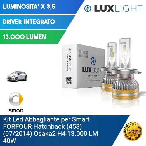 Kit Led Abbagliante per Smart FORFOUR Hatchback (453) (07/2014) Osaka2 H4 13.000 LM 40W