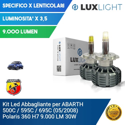 Kit Led Abbagliante per ABARTH 500C / 595C / 695C (05/2008) Polaris 360 H7 9.000 LM 30W