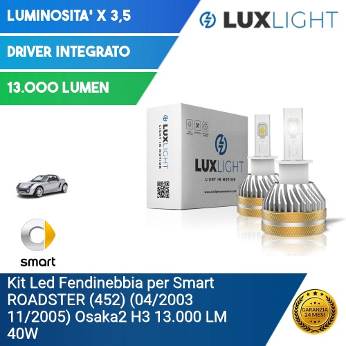 Kit Led Fendinebbia per Smart ROADSTER (452) (04/2003 11/2005) Osaka2 H3 13.000 LM 40W