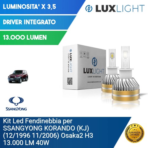 Kit Led Fendinebbia per SSANGYONG KORANDO (KJ) (12/1996 11/2006) Osaka2 H3 13.000 LM 40W