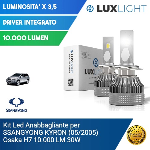 Kit Led Anabbagliante per SSANGYONG KYRON (05/2005) Osaka H7 10.000 LM 30W