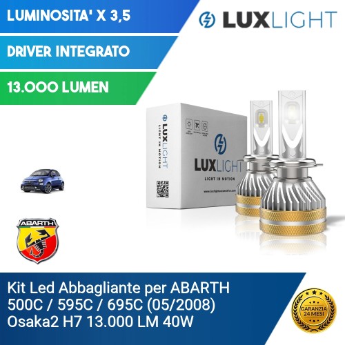 Kit Led Abbagliante per ABARTH 500C / 595C / 695C (05/2008) Osaka2 H7 13.000 LM 40W